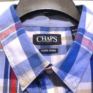 Chaps SS XL Easy Care Blue Red Gold White.